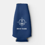 Ihr Bootsname Compass Anchor Navy Blue Flaschenkühler (Vorderseite)