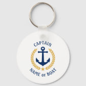 Ihr Bootsname Kapitän Anchor Gold Laurel White Schlüsselanhänger (Rückseite)