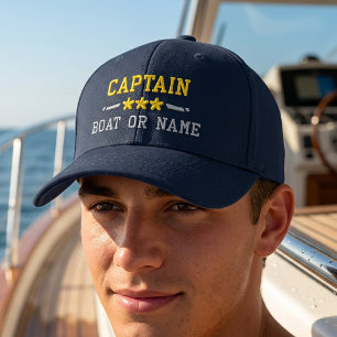 Ihr Bootsname Kapitän Nautical Sterne Gold Silber Bestickte Baseballkappe