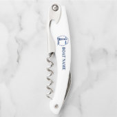 Ihr Bootsname Klassischer Leuchtturm auf Weiß Kellnermesser (Vorderseite)