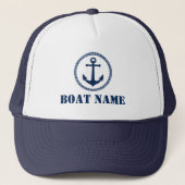 Ihr Bootsname Marine White Sea Anchor Truckerkappe (Vorderseite)