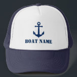 Ihr Bootsname mit Vintagem Anker in Navy Blue Truckerkappe<br><div class="desc">Ihr Personalisierter Bootsname mit Vintagem Anker in Navy Blue Trucker Hat.</div>