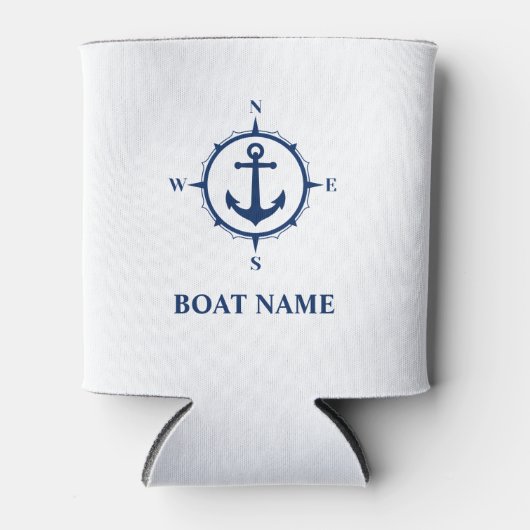 Ihr Bootsname Name Nautical Anchor Compass Navy we Dosenkühler (Vorderseite)