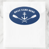 Ihr Bootsname Name Nautical Anchor & Oars Classic  Ovaler Aufkleber (Tasche)