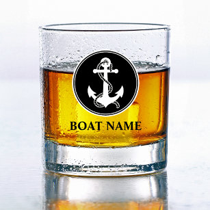 Ihr Bootsname Name Nautical Anchor & Rope Whiskyglas