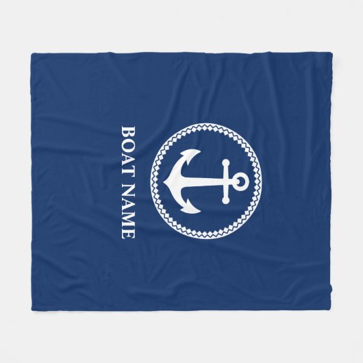 Ihr Bootsname Name Sea Anchor Blau Fleecedecke (Vorderseite (Horizontal))