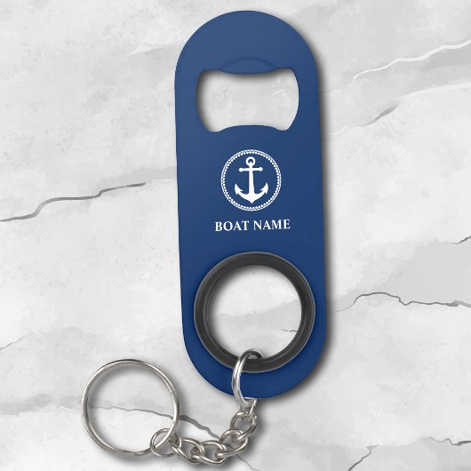 Ihr Bootsname Name Sea Anchor Blau Mini Flaschenöffner