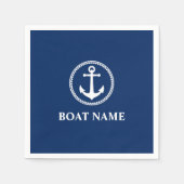 Ihr Bootsname Name Sea Anchor Blau Serviette (Vorderseite)