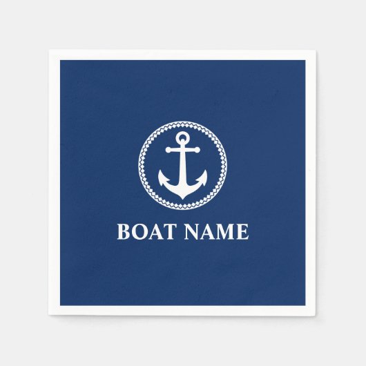 Ihr Bootsname Name Sea Anchor Blau Serviette (Vorderseite)