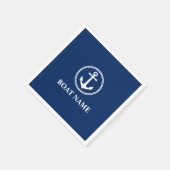 Ihr Bootsname Name Sea Anchor Blau Serviette (Ecke)