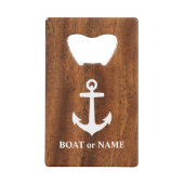 Ihr Bootsname Nautic Classic Anchor Holz Stil Geldbeutel Flaschenöffner (Vorderseite)