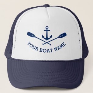 Ihr Bootsname Nautical Anchor Crossed Oars Navy Truckerkappe