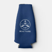 Ihr Bootsname Nautical Anchor & Oars Navy Blue Flaschenkühler (Vorderseite)