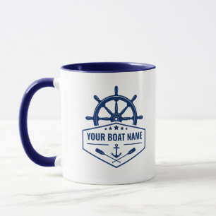 Ihr Bootsname Nautical Anker Oars Helm 2 Ton Tasse