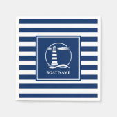 Ihr Bootsname Nautical Classic Lighthouse Striped Serviette (Vorderseite)