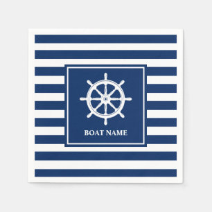 Ihr Bootsname Nautical Ships Wheel Helm gestreift Serviette