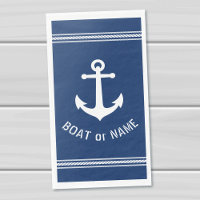 Ihr Bootsname Nautical Vintag Anchor Navy Blue