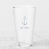 Ihr Bootsname Navy Blue Anchor Glas (Rückseite)