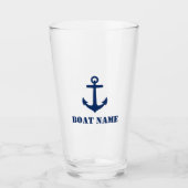 Ihr Bootsname Navy Blue Anchor Glas (Vorderseite)