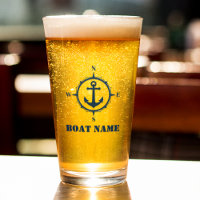 Ihr Bootsname Navy Blue Compass Anker