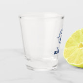Ihr Bootsname Navy Blue Compass Anker Schnapsglas (Links)