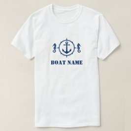 Ihr Bootsname Navy Blue Seepferd Anker T-Shirt