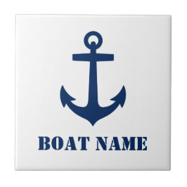 Ihr Bootsname oder Familienname Anker Navy Blue Fliese