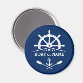 Ihr Bootsname oder Text Anker Oars Helm Navy Blau Magnet (Vorderseite/Rückseite)