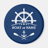 Ihr Bootsname oder Text Anker Oars Helm Navy Blau Magnet (Vorne)