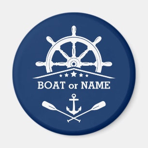 Ihr Bootsname oder Text Anker Oars Helm Navy Blau Magnet