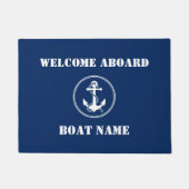 Ihr Bootsname Roope & Anc Navy Blue Willkommen an Fußmatte (Vorderseite)