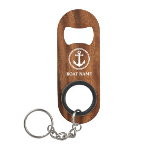 Ihr Bootsname Sea Anchor Holzstil Mini Flaschenöffner