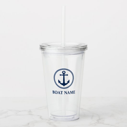 Ihr Bootsname Seeanker Acryltrinkbecher (Vorderseite)