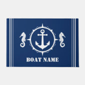 Ihr Bootsname Seepferd Anker Blue Entryway Fußmatte (Vorderseite)
