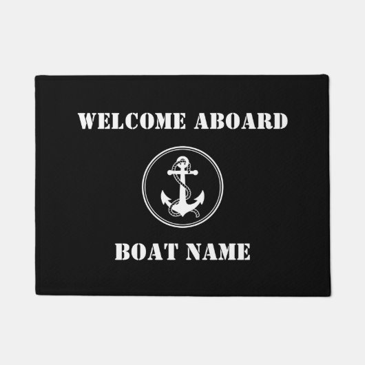 Ihr Bootsname Seil & Anker Schwarz Willkommen an B Fußmatte (Vorderseite)