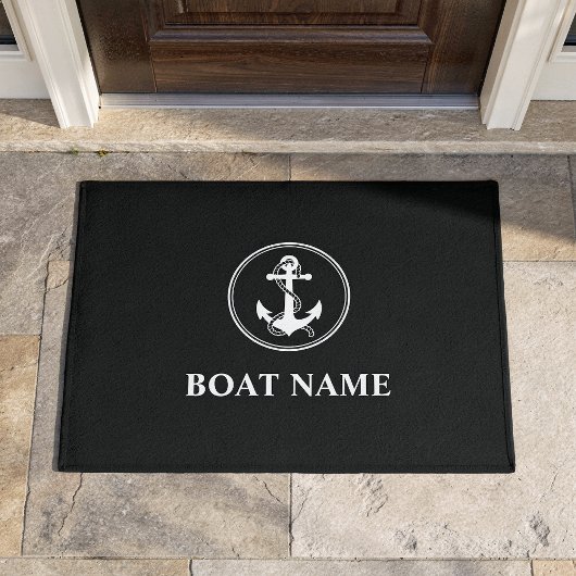 Ihr Bootsname Seil & Ankerschwarz Fußmatte