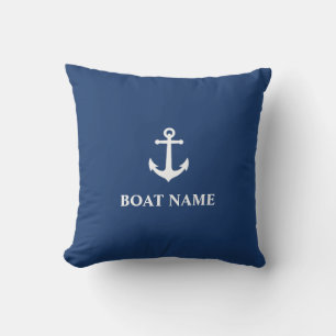 Ihr Bootsname Vintage-Anker Blau Kissen