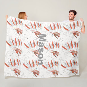 Ihr Boys Name Room Indian Feather Headdress Tepe Fleecedecke
