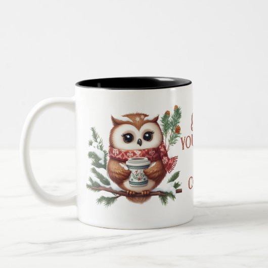 Ihr braucht Kaffee zum Winter-Thema Waldvogel Zweifarbige Tasse (Links)