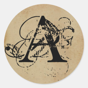 Ihr Brief. Angepasste Monogramm. Vintages Gefühl. Runder Aufkleber