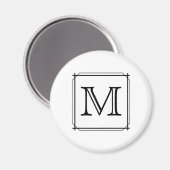 Ihr Brief. Benutzerdefiniertes Monogramm. Schwarz  Magnet (Vorderseite/Rückseite)