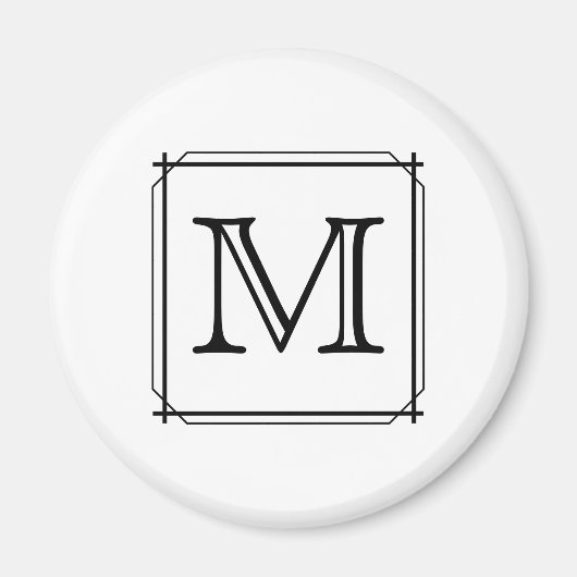 Ihr Brief. Benutzerdefiniertes Monogramm. Schwarz  Magnet (Vorne)