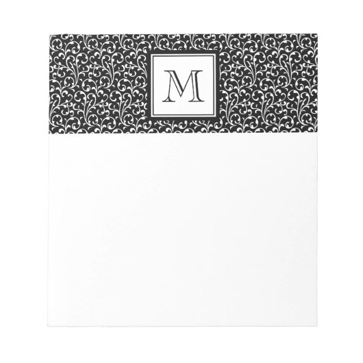 Ihr Brief. Benutzerdefiniertes Monogramm. Schwarz- Notizblock (Vorderseite)