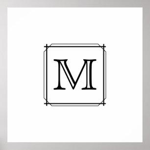 Ihr Brief. Benutzerdefiniertes Monogramm. Schwarz Poster