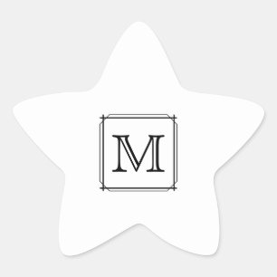 Ihr Brief. Benutzerdefiniertes Monogramm. Schwarz  Stern-Aufkleber