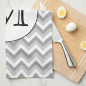 Ihr Brief. Grau Zigzag Muster Monogramm. Geschirrtuch (Viertel Falte)