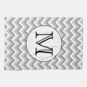Ihr Brief. Grau Zigzag Muster Monogramm. Geschirrtuch (Horizontal)