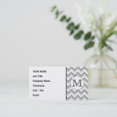 Ihr Brief. Grau Zigzag Muster Monogramm. Visitenkarte (Stehend Vorderseite)