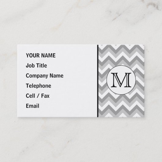 Ihr Brief. Grau Zigzag Muster Monogramm. Visitenkarte (Vorderseite)