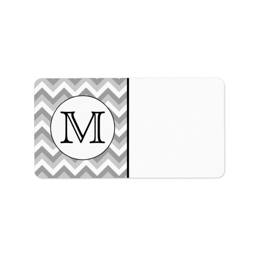 Ihr Brief. Gray Zigzag Muster Monogram. Adressaufkleber (Vorne)